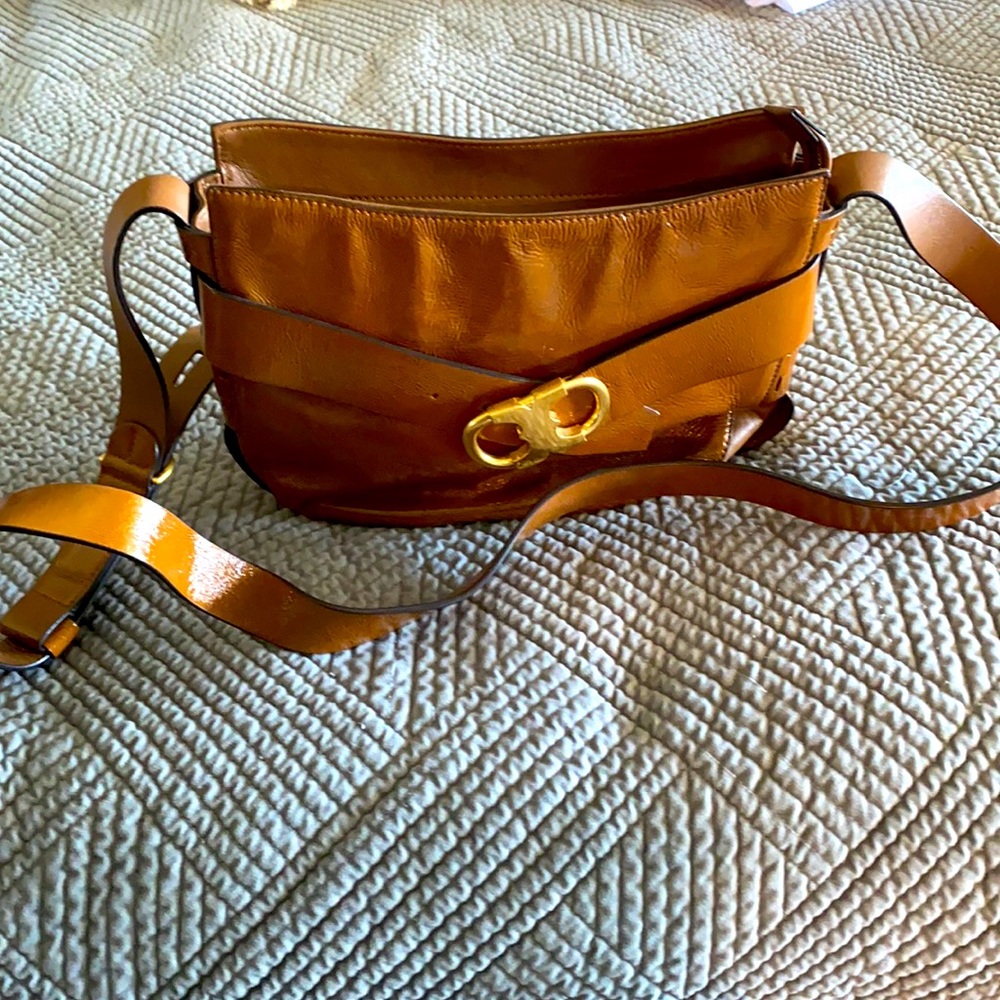 Tory Burch Cognac Patten Leather shoulder bag